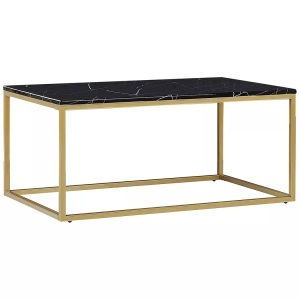 Beliani, Beliani Couchtisch schwarz/gold Marmor Optik DELANO, Beliani - Couchtisch aus MDF-Platte Modern DELANO, One Size, Schwarz