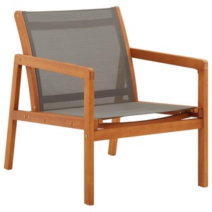 vidaXL, vidaXL Garten-Loungestuhl Grau Eukalyptus Massivholz und Textilene, vidaXL Garten-Loungestuhl Grau Massivholz Eukalyptus und Textilene