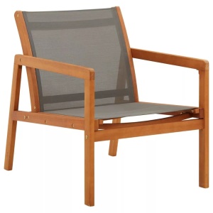 vidaXL, vidaXL Garten-Loungestuhl Grau Eukalyptus Massivholz und Textilene, vidaXL Garten-Loungestuhl Grau Massivholz Eukalyptus und Textilene