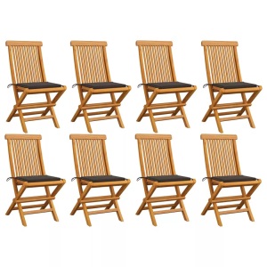 vidaXL, vidaXL Gartenstühle mit Taupe Kissen 8 Stk. Massivholz Teak, vidaXL Gartenstühle mit Taupe Kissen 8 Stk. Massivholz Teak