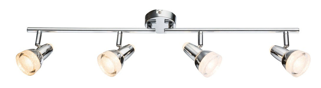 Globo, GLOBO ALASKA LED Strahler Chrom, Kunststoff chrom, Glaskristalle klar, beweglich, LxH:, LED Strahler Chrom 4xLED