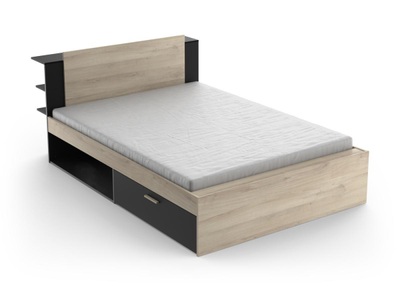 Kombi-bett Mit Stauraum - 140 X 190200 Cm - Holzfarben & Schwarz - Eralia Unisex Schwarz 140X190CM