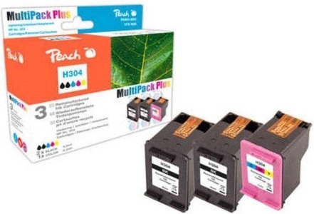 Peach, Peach Spar Pack Plus Druckköpfe kompatibel zu HP No. 304, Peach HP 304 3 Druckköpfe (2*bk, col) ersetzt HP No. 304, N9K06AE*2, N9K05AE für z.B. HP DeskJet 3720, HP DeskJet 3750, HP DeskJet 3730