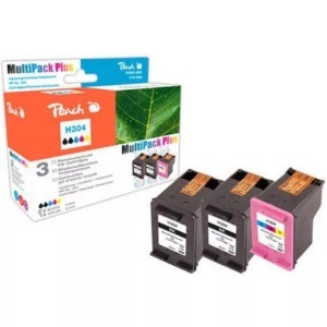 Peach, Peach Spar Pack Plus Druckköpfe kompatibel zu HP No. 304, Peach HP 304 3 Druckköpfe (2*bk, col) ersetzt HP No. 304, N9K06AE*2, N9K05AE für z.B. HP DeskJet 3720, HP DeskJet 3750, HP DeskJet 3730