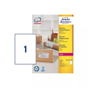 Avery Zweckform, AVERY ZWECKFORM Adressetiketten 199,6x289,1mm LR7167100 recycling 100, AVERY ZWECKFORM Adressetiketten 199,6x289,1mm LR7167100 recycling 100 Stück