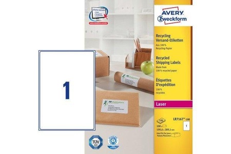 Avery Zweckform, AVERY ZWECKFORM Adressetiketten 199,6x289,1mm LR7167100 recycling 100, AVERY ZWECKFORM Adressetiketten 199,6x289,1mm LR7167100 recycling 100 Stück