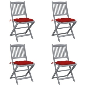 vidaXL, vidaXL Klappbare Gartenstühle 4 Stk. mit Kissen Massivholz Akazie, vidaXL Klappbare Gartenstühle 4 Stk. mit Kissen Massivholz Akazie