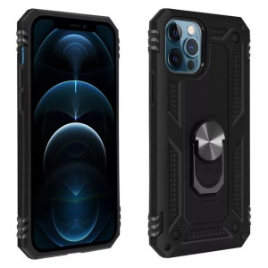 Avizar, Apple iPhone 12 Pro - Polycarbonat Ringhülle, Avizar - Stoßfeste Hülle iPhone 12/12 Pro Schwarz, Schwarz