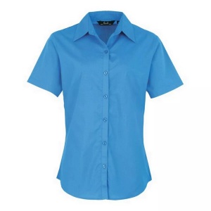 Premier, Kurzarm Popeline Bluse Arbeitshemd Damen Saphirblau 52, PREMIER - Kurzarm Popeline Bluse Arbeitshemd, für Damen, Saphirblau, Größe 52