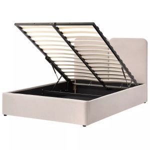 Beliani, Beliani - Bett mit Stauraum aus Stoff Modern ARBOIS, 140x200 cm, Perle