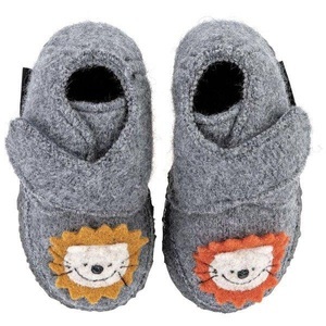 Nanga, Baby Hausschuhe Unisex 23, Klett-Hausschuhe LION KING in mittelgrau
