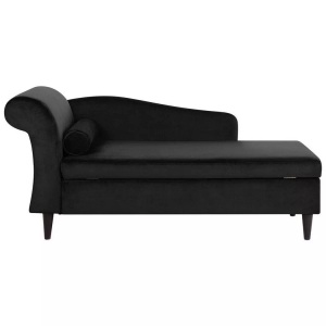 Beliani, Beliani Chaiselongue Samtstoff schwarz LUIRO, Beliani - Linksseitige Chaiselounge aus Samtstoff Glamourös LUIRO, One Size, Schwarz