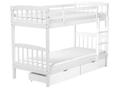 Beliani, Hochbett mit Schubladen aus Kiefernholz Modern REVIN Hochbett mit Schubladen aus Kiefernholz Modern REVIN, Beliani - Hochbett mit Schubladen aus Kiefernholz Skandinavisch REVIN, 90x200 cm, Weiss Bunt