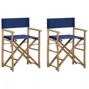 vidaXL, vidaXL Klappbare Regiestühle 2 Stk. Blau Bambus und Stoff, vidaXL Klappbare Regiestühle 2 Stk. Blau Bambus und Stoff