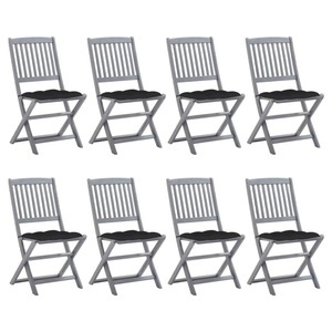 vidaXL, vidaXL Klappbare Gartenstühle 8 Stk. mit Kissen Massivholz Akazie