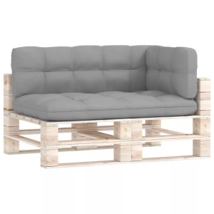 vidaXL, vidaXL Palettensofa-Auflagen 3 Stk. Grau, vidaXL Palettenkissen 3-tlg. Grau Stoff