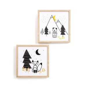 LA REDOUTE INTERIEURS, 2er-Set Kinderzimmer Bilder mit Rahmen Forest Camp 2er-Set Kinderzimmer Bilder mit Rahmen Forest Camp, 
