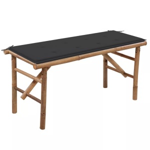 vidaXL, vidaXL Klappbare Gartenbank mit Auflage 118 cm Bambus, vidaXL Klappbare Gartenbank mit Auflage 118 cm Bambus