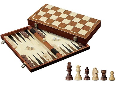 Philos, Philos 2510 - Schach Backgammon Dame Set, Schach-Backgammon-Dame-Set, Feld 40 mm