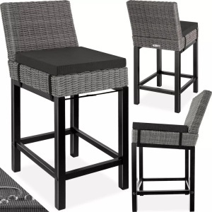 TecTake, Rattan Barstuhl Latina Rattan Barstuhl Latina, Tectake - Rattan Barstuhl Latina, 1 Stück, Grau