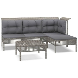 vidaXL, vidaXL 5-tlg. Garten-Lounge-Set mit Kissen Grau Poly Rattan, 
