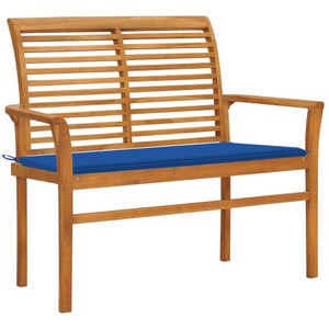 vidaXL, vidaXL Gartenbank mit Königsblauer Auflage 112 cm Massivholz Teak, vidaXL Gartenbank mit Königsblauer Auflage 112 cm Massivholz Teak