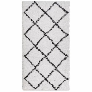 vidaXL, vidaXL Teppich Shaggy Hochflor Modern Creme und Schwarz 80x150 cm
