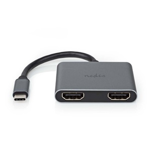 Nedis, USB-C? Adapter | USB 3.2 Gen 1 | USB-C? Male | 2x HDMI? | 4K@30Hz | 0,10 m | Rund | Vernickelt | PVC | Schwarz | Box, Nedis - USB-C? Adapter | USB 3.2 Gen 1 Male 2x HDMI? 4K@30Hz 0,10 m Rund Vernickelt PVC Schwarz Box, One Size