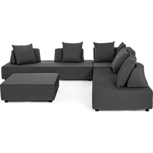 Bizzotto, Bizzotto - 4-teilliges Ensemble, Gartenlounge Eckkombination mit Kissen Piper anthrazit (4-tlg)