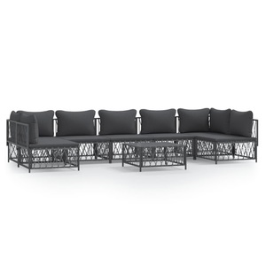 vidaXL, vidaXL 8-tlg. Garten-Lounge-Set mit Kissen Anthrazit Stahl, vidaXL 8-tlg. Garten-Lounge-Set mit Kissen Anthrazit Stahl