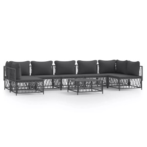 vidaXL, vidaXL 8-tlg. Garten-Lounge-Set mit Kissen Anthrazit Stahl, vidaXL 8-tlg. Garten-Lounge-Set mit Kissen Anthrazit Stahl
