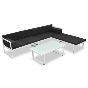 Diverse Hardware, 4-tlg. Garten-Lounge-Set mit Auflagen Aluminium Schwarz, vidaXL 4-tlg. Garten-Lounge-Set mit Auflagen Aluminium Schwarz