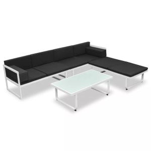 Diverse Hardware, 4-tlg. Garten-Lounge-Set mit Auflagen Aluminium Schwarz, vidaXL 4-tlg. Garten-Lounge-Set mit Auflagen Aluminium Schwarz