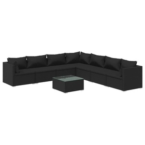 vidaXL, vidaXL 8-tlg. Garten-Lounge-Set mit Kissen Poly Rattan Schwarz, 