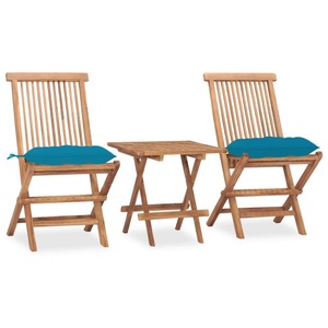 vidaXL, vidaXL 3-tlg. Garten-Essgruppe mit Kissen Klappbar Massivholz Teak, vidaXL 3-tlg. Garten-Essgruppe mit Kissen Klappbar Massivholz Teak