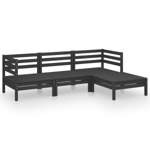 vidaXL, vidaXL 4-tlg. Garten-Lounge-Set Massivholz Kiefer Schwarz