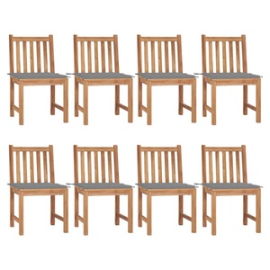 vidaXL, vidaXL Gartenstühle 8 Stk. mit Kissen Massivholz Teak, vidaXL Gartenstühle 8 Stk. mit Kissen Massivholz Teak