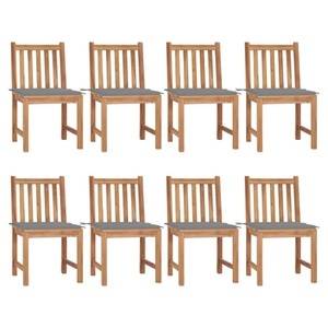 vidaXL, vidaXL Gartenstühle 8 Stk. mit Kissen Massivholz Teak