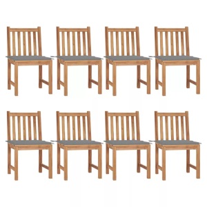 vidaXL, vidaXL Gartenstühle 8 Stk. mit Kissen Massivholz Teak, vidaXL Gartenstühle 8 Stk. mit Kissen Massivholz Teak