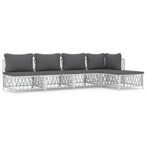 vidaXL, vidaXL 5-tlg. Garten-Lounge-Set mit Kissen Weiß Stahl, vidaXL 5-tlg. Garten-Lounge-Set mit Kissen Weiß Stahl
