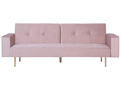 Beliani, Beliani Schlafsofa Samtstoff rosa VISNES, Beliani - Schlafsofa aus Samtstoff Glamourös VISNES, One Size, Pink