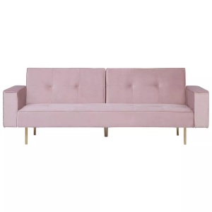 Beliani, Beliani Schlafsofa Samtstoff rosa VISNES, Beliani - Schlafsofa aus Samtstoff Glamourös VISNES, One Size, Pink