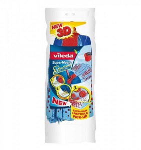 VILEDA, Vileda Super Mocio Ersatz Blue - Wischmop (Blau), Vileda Mopp Ersatz SuperMocio Weiß, Rot 400 x 300 x 200 mm