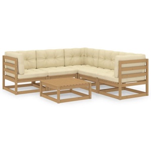 vidaXL, vidaXL 6-tlg. Garten-Lounge-Set mit Kissen Kiefer Massivholz, vidaXL 6-tlg. Garten-Lounge-Set mit Kissen Kiefer Massivholz
