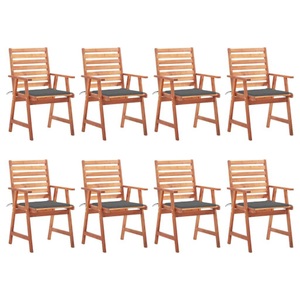 vidaXL, vidaXL Garten-Essstühle 8 Stk. mit Kissen Massivholz Akazie, vidaXL Garten-Essstühle 8 Stk. mit Kissen Massivholz Akazie
