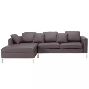 Beliani, Beliani Ecksofa Leder braun rechtsseitig OSLO, Beliani - Rechtsseitiges Ecksofa aus Echtleder Industriell OSLO, One Size, Braun Bunt