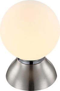 Globo, GLOBO KITTY Tischleuchte Chrom nickel matt, Glas opal, inkl. 10641, Touch ein/aus, D:1, Tischleuchte Kitty