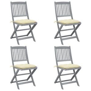 vidaXL, vidaXL Klappbare Gartenstühle 4 Stk. mit Kissen Massivholz Akazie