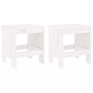 vidaXL, vidaXL Gartenhocker 2 Stk. Weiß 40x36x45 cm Massivholz Kiefer, vidaXL Gartenhocker 2 Stk. Weiß 40x36x45 cm Massivholz Kiefer