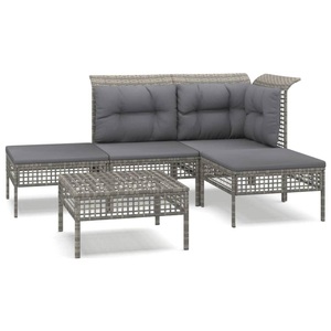 vidaXL, vidaXL 5-tlg. Garten-Lounge-Set mit Kissen Grau Poly Rattan